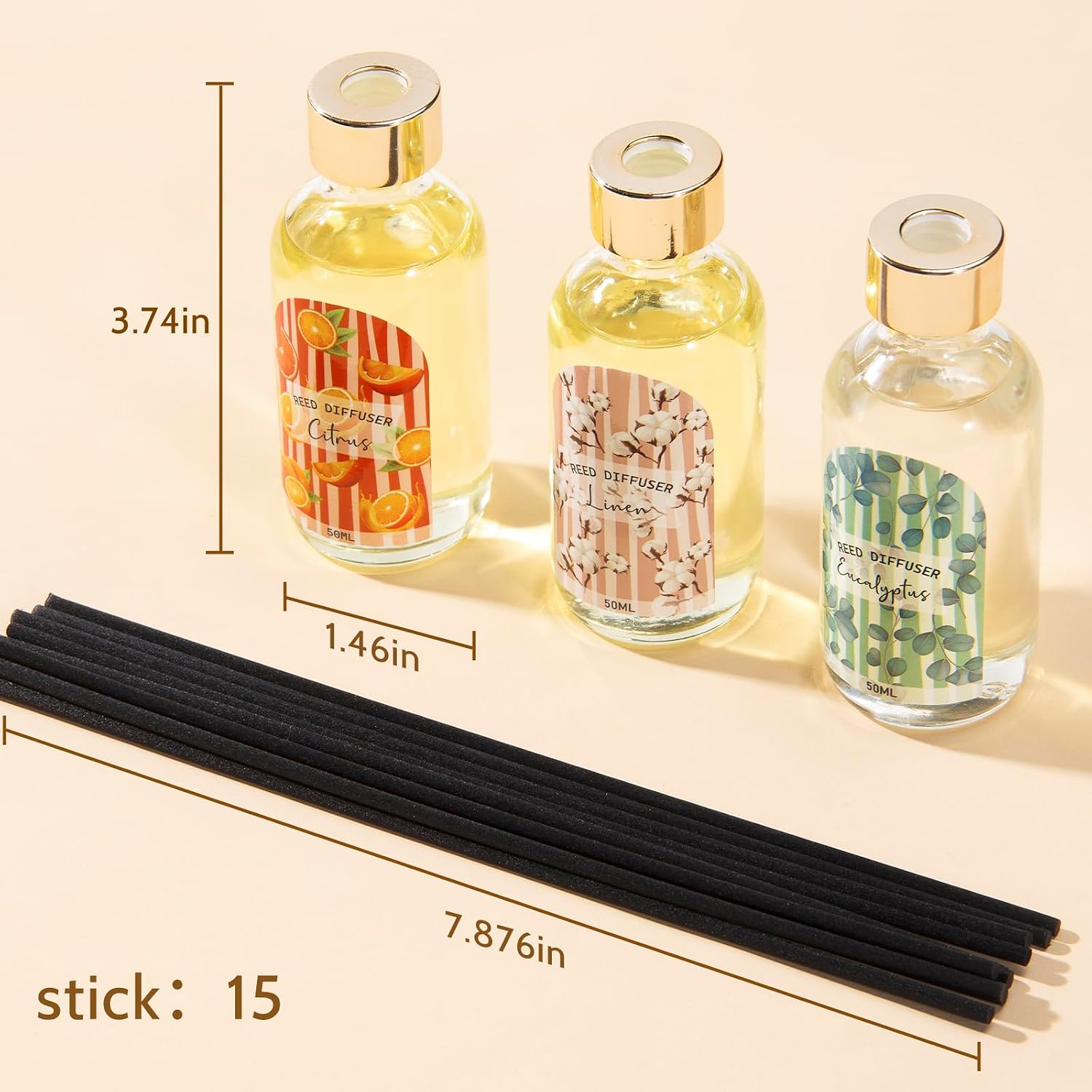 Three-Piece Linen and Citrus Diffuser Set - Image 2