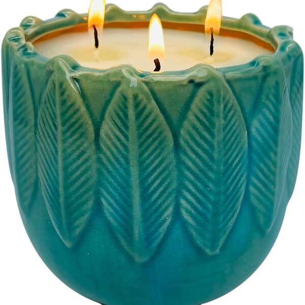 Large Three-Wick Ceramic Lemongrass Candle, 20 oz