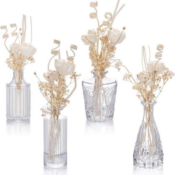 Empty Diffuser Bottles with Reeds and Floral Accents