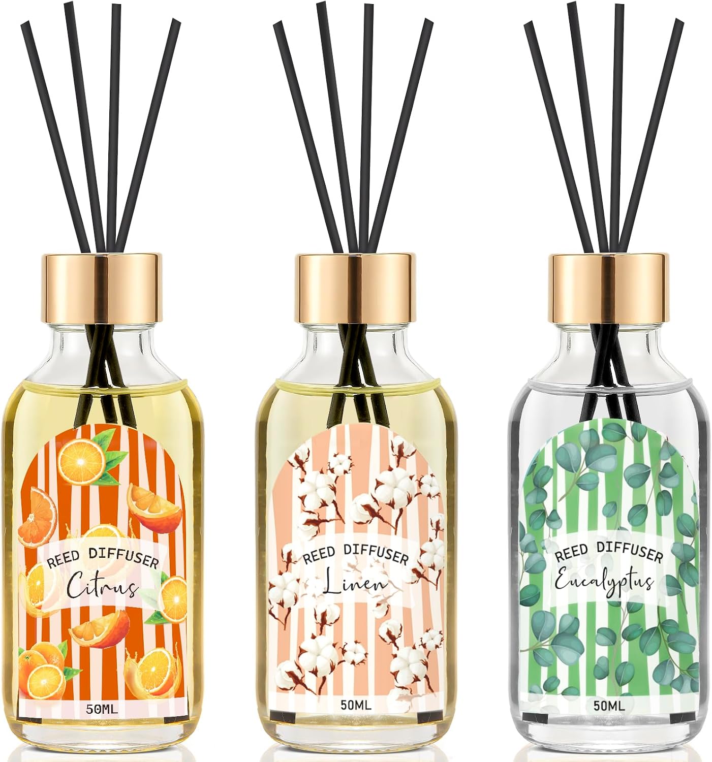 Three-Piece Linen and Citrus Diffuser Set