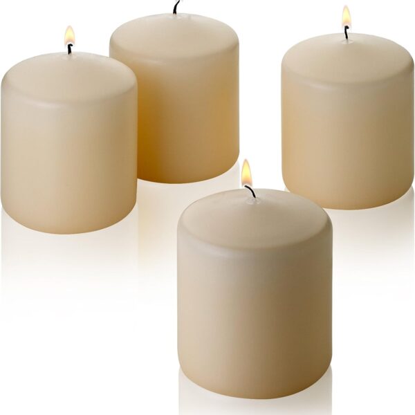 French Vanilla Pillar Candles, Set of 4
