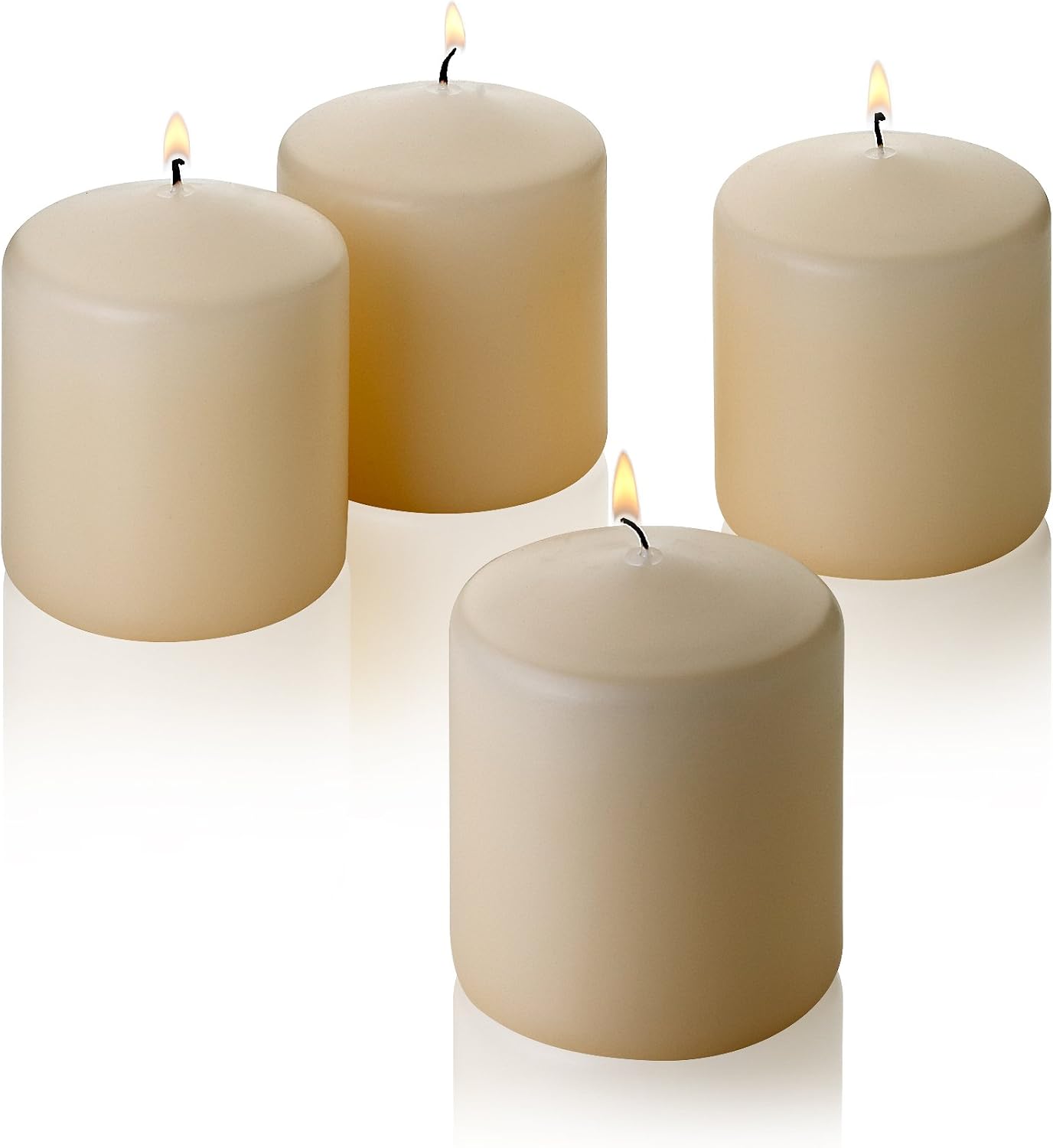 French Vanilla Pillar Candles, Set of 4