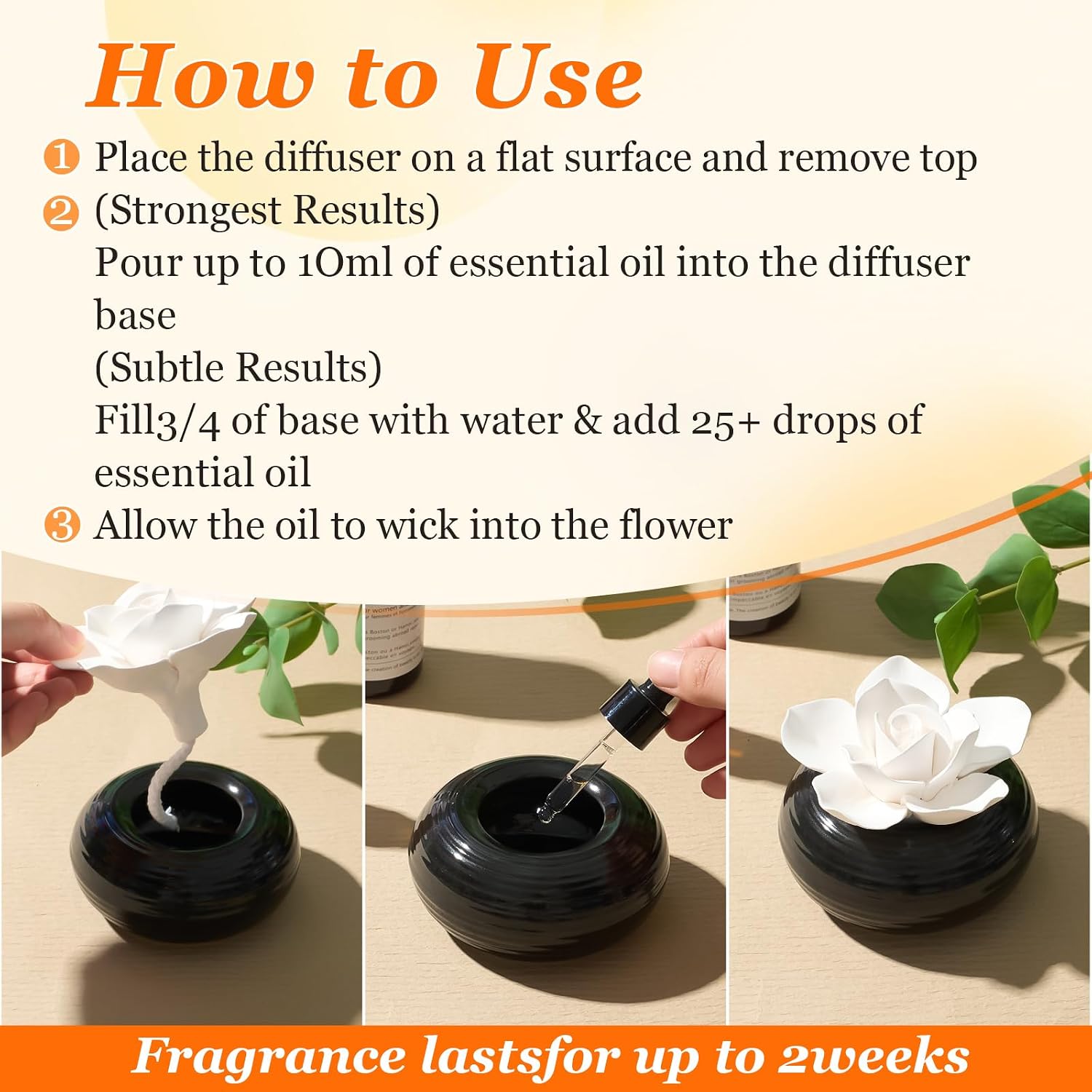 Porcelain Flower Passive Diffuser Set, 2-Piece - Image 2