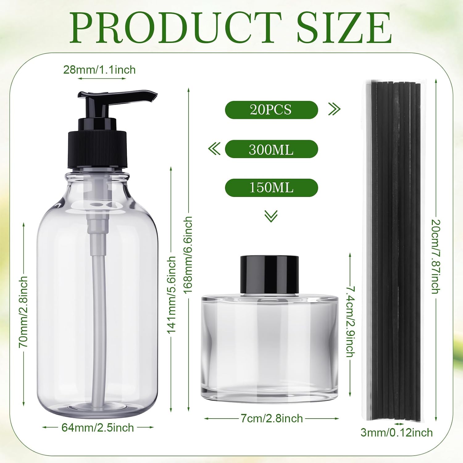 Glass Diffuser and Dispenser Bottle Set, 4-Piece - Image 2
