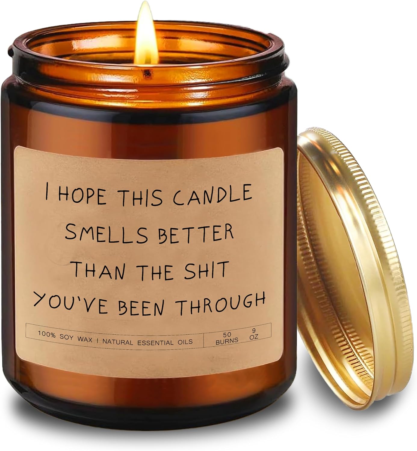 Soy Candle in Amber Glass Jar, 50-Hour