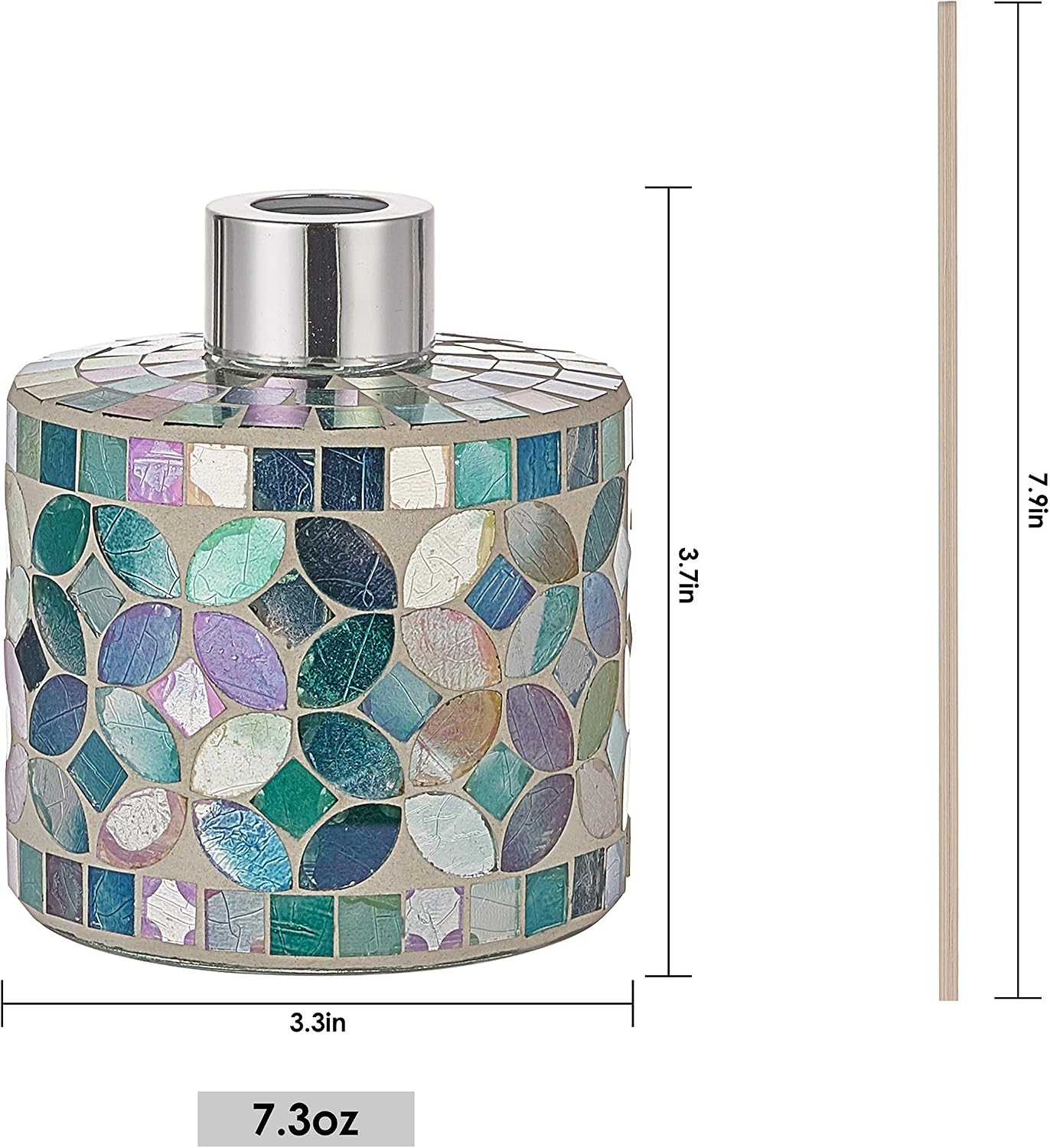 Mosaic Glass Diffuser Set, 2-Pack, Blue - Image 2